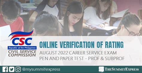 Online Verification of Rating OCSERGS: August 2022 .